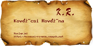 Kovácsi Rovéna névjegykártya